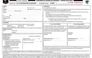 Formulaire de demande de licence pour les nouveaux licenciés